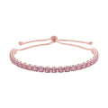 Simulated Red Diamond Tennis Bracelet 6-9Inches with Bolo Slider in Rosetone - Sticky add to cart bar