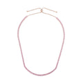 Simulated Red Diamond Tennis Necklace 18-26 Inches with Bolo Slide in Rosetone - Sticky add to cart bar