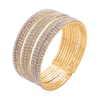 Austrian Crystal Layered Look Cuff Bracelet in Silvertone (6.50-7In)