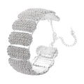 Austrian Crystal Section Cuff Bracelet in Silvertone (6.50-7In) - Sticky add to cart bar
