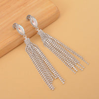 White Mystic Color Glass and Austrian Crystal Earrings in Silvertone