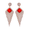 Red Glass and Austrian Crystal Waterfall Earrings in Rosetone - Sticky add to cart bar