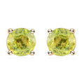 Certified and Appraised Luxoro 14K Yellow Gold AAA Sava Sphene Solitaire Stud Earrings 2.05 ctw - Sticky add to cart bar