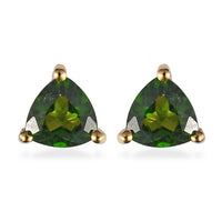 Chrome Diopside Solitaire Stud Earrings in 14K Yellow Gold Over Sterling Silver 1.00 ctw