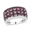 Amethyst Color Crystal Three Row Band Ring in Platinum Over Copper with Magnet - Sticky add to cart bar