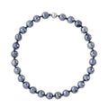Hematite Color Glass Beaded Knotted Necklace 20 Inches with Magnetic Lock in Silvertone - Sticky add to cart bar