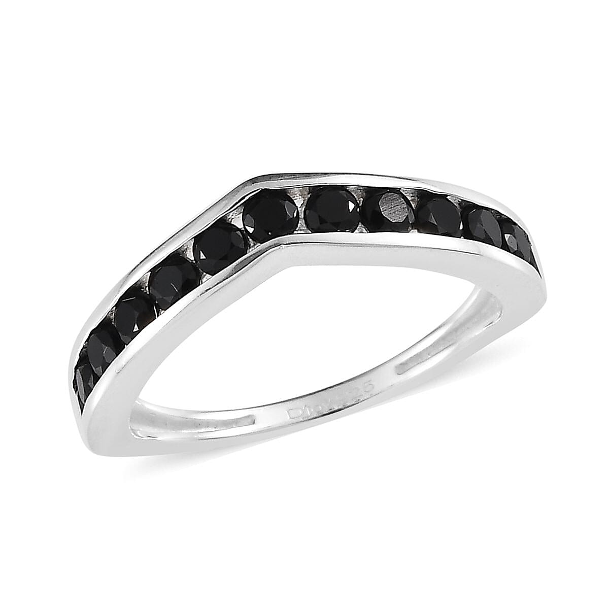 Natural Thai Black Spinel Band Ring in Sterling Silver (Size 10) 0.85 ctw