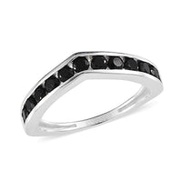 Natural Thai Black Spinel Band Ring in Sterling Silver (Size 10) 0.85 ctw