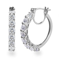 Moissanite Hoop Earrings in Platinum Over Sterling Silver 3.85 ctw