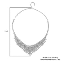 Austrian Crystal Waterfall Necklace 24 Inches in Silvertone