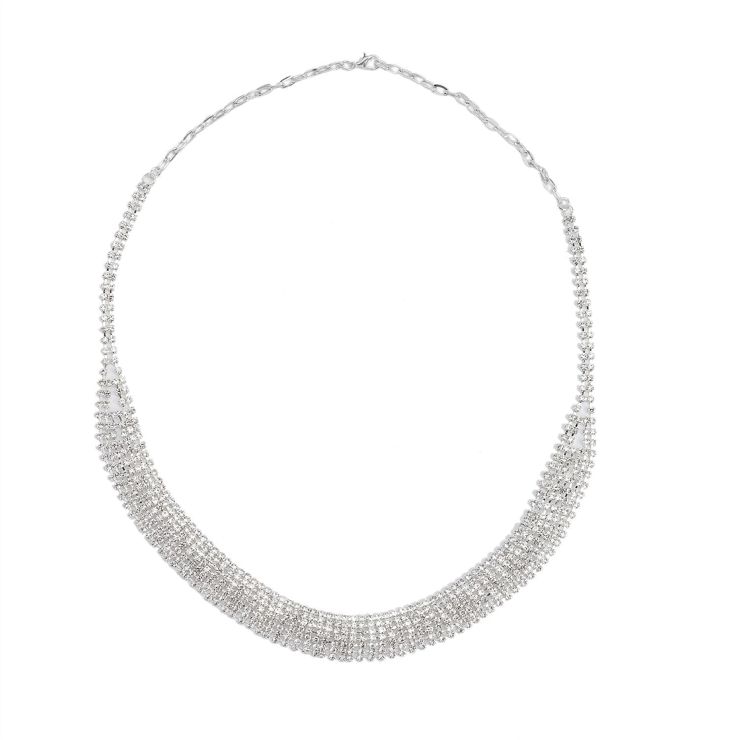 Austrian Crystal Necklace 24 Inches in Silvertone