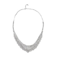 Austrian Crystal Louts Petals Necklace 23.50 Inches in Silvertone