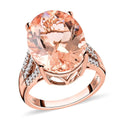 Certified & Appraised ILIANA 18K Rose Gold AAA Marropino Morganite and G-H I1 Diamond Split Shank Ring 6.40 Grams 11.80 ctw - Sticky add to cart bar