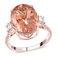 Certified & Appraised ILIANA 18K Rose Gold AAA Marropino Morganite and G-H I1 Diamond Ring 3.35 Grams 8.00 ctw (Delivered in 20-25 Business Days)