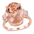 Certified & Appraised ILIANA 18K Rose Gold AAA Marropino Morganite and G-H I1 Diamond Ring 3.78 Grams 10.10 ctw - Sticky add to cart bar