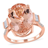 Certified & Appraised ILIANA 18K Rose Gold AAA Marropino Morganite and G-H I1 Diamond Ring 3.78 Grams 10.10 ctw