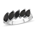 Natural Thai Black Spinel 5 Stone Ring in Stainless Steel (Size 10.0) 1.75 ctw - Sticky add to cart bar