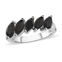 Natural Thai Black Spinel 5 Stone Ring in Stainless Steel (Size 10.0) 1.75 ctw