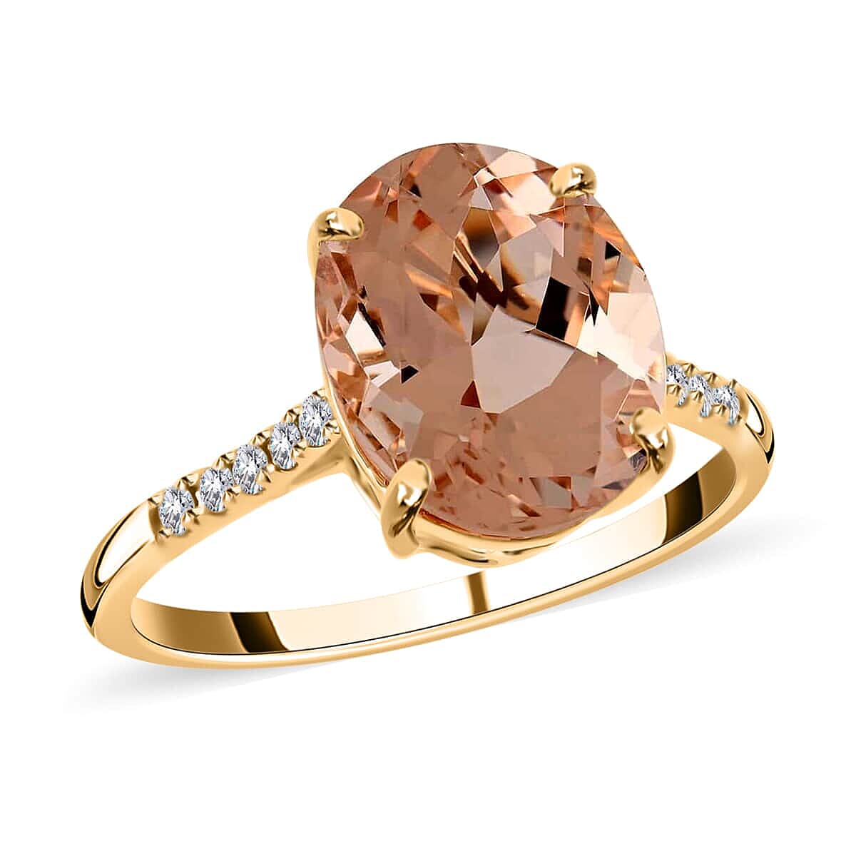 Certified & Appraised LUXORO 14K Yellow Gold AAA Marropino Morganite and G-H I1 Diamond Ring 2.10 Grams 3.10 ctw