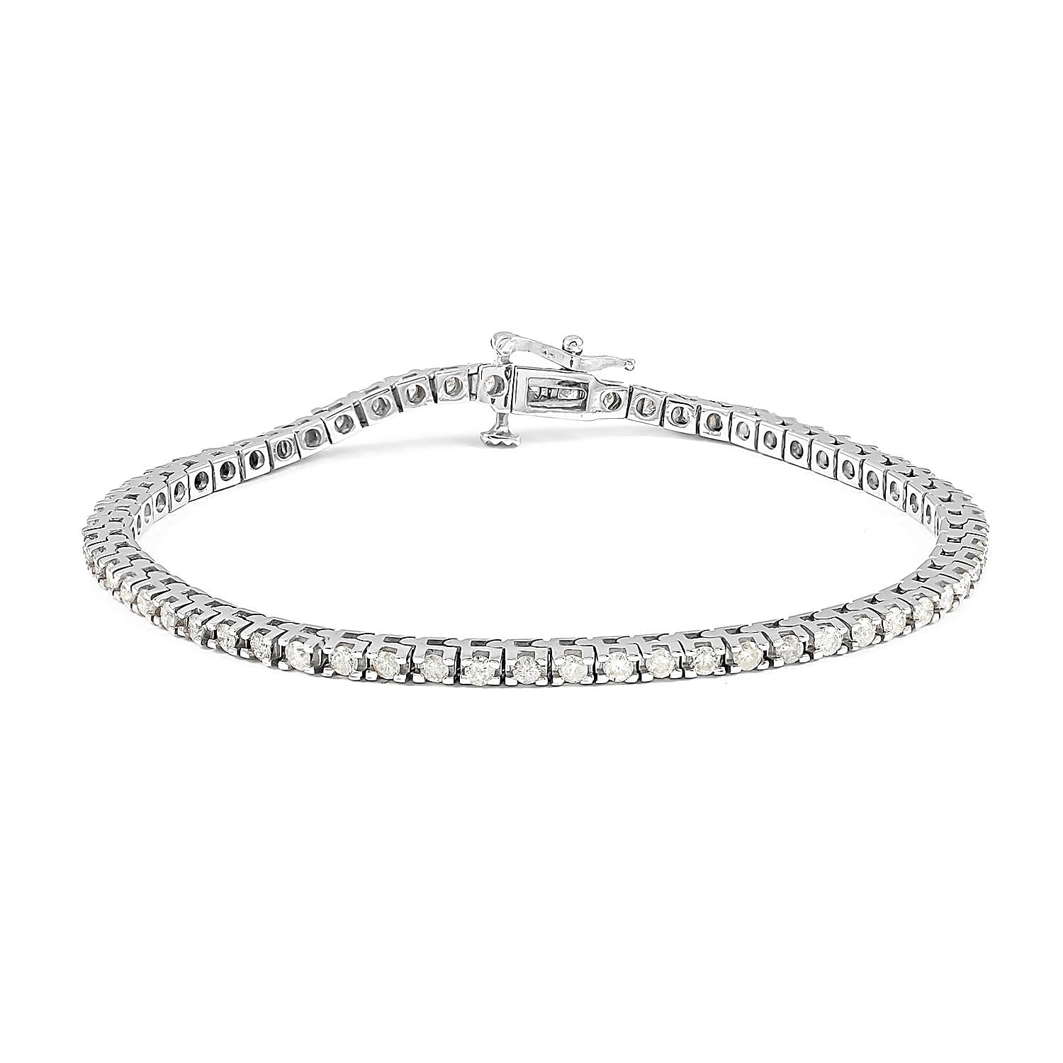 NY Closeout 14K White Gold Diamond Classic Tennis Bracelet (7.00 In) 8.90 Grams 2.00 ctw