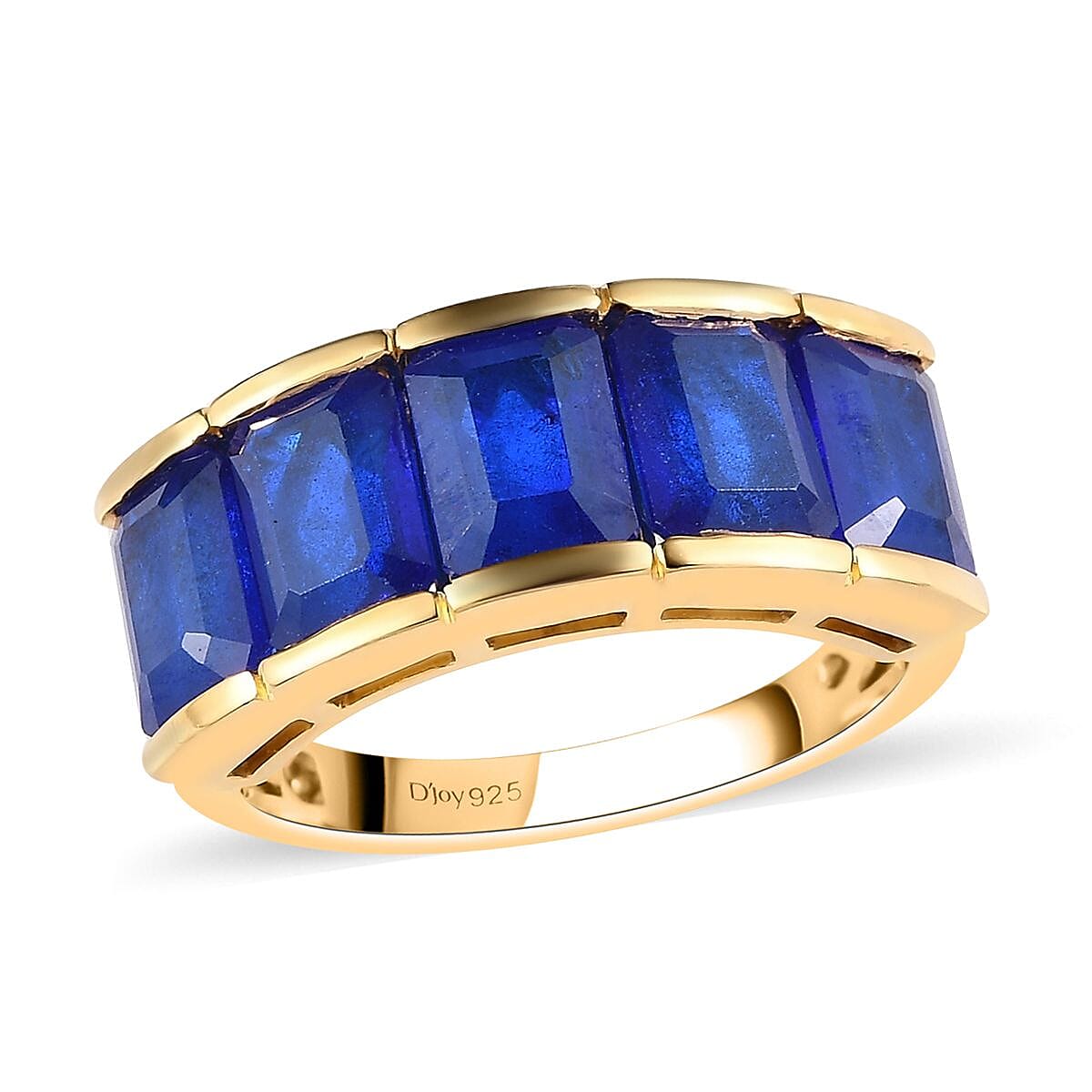 Tanzanian Blue Spinel (DF) 5 Stone Ring in Vermeil Yellow Gold Over Sterling Silver (Size 7.0) 6.10 ctw