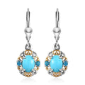 American Natural Sleeping Beauty Turquoise and Malgache Neon Apatite Lever Back Earring in Vermeil YG and Platinum Over Sterling Silver 1.50 ctw - Sticky add to cart bar