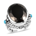 Artisan Crafted Elite Shungite and American Natural Sleeping Beauty Turquoise Ring in Sterling Silver 10.20 Grams 11.40 ctw - Sticky add to cart bar