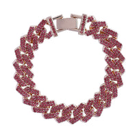 Pink Austrian Crystal Curb Link Bracelet in Rosetone (7.50 In)