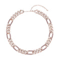Pink Austrian Crystal Figaro Link Necklace (18.5-22.50 Inches) in Rosetone - Sticky add to cart bar