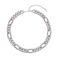 Pink Austrian Crystal Figaro Link Necklace (18.5-22.50 Inches) in Rosetone - Sticky add to cart bar