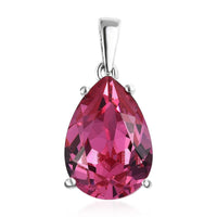 Rose Crystal Solitaire Pendant in Sterling Silver 4.75 ctw