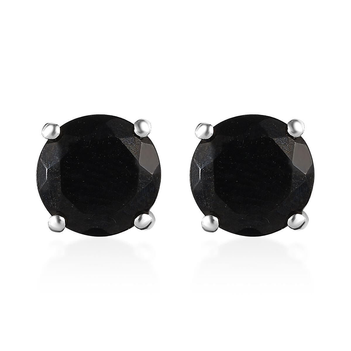 Elite Shungite Solitaire Stud Earrings in Platinum Over Sterling Silver 2.60 ctw