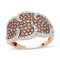 Doorbuster Natural Champagne and White Diamond Ring in Vermeil Rose Gold Over Sterling Silver 1.10 ctw - Sticky add to cart bar