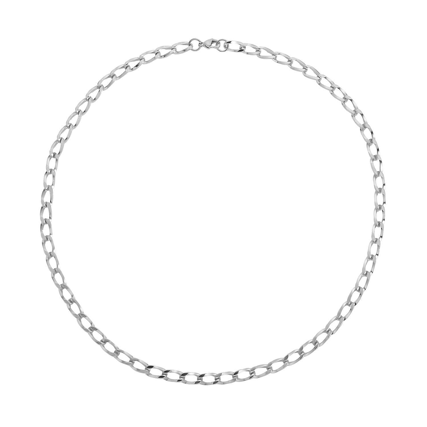 Striking Curb Necklace 24 Inches in Stainless Steel 32 Grams