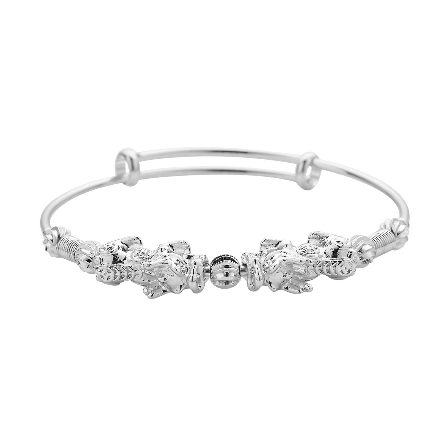 Feng Shui Pi-xiu Bangle Bracelet in Silvertone (7.50 in)