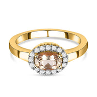 Turkizite and White Zircon Ring in 18K Vermeil YG Over Sterling Silver (Size 11.5) 0.92 ctw