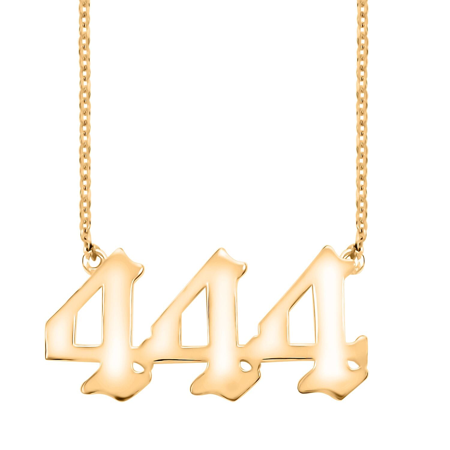 Classic Angel Lucky Number Triple 4 14K YG Over Sterling Silver Necklace 18 Inches 3.70 Grams