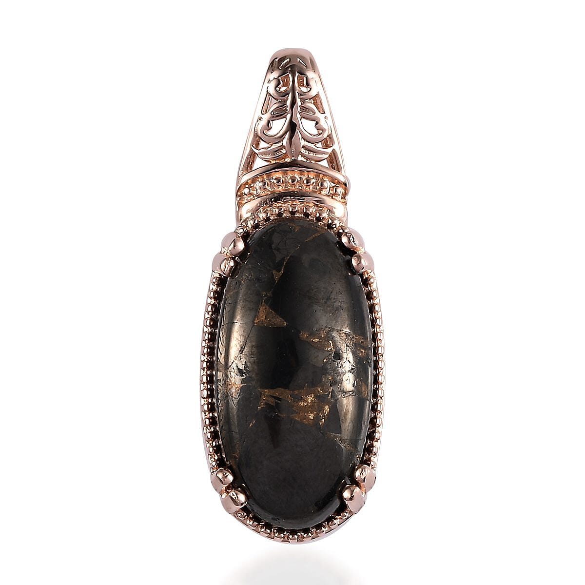 Matrix Silver Shungite Pendant in 14K RG Over Copper with Magnet 6.40 ctw
