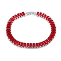 Simulated Red Diamond Tennis Bracelet in Silvertone (7.00 In) 31.50 ctw - Sticky add to cart bar