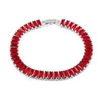 Simulated Red Diamond Tennis Bracelet in Silvertone (7.00 In) 31.50 ctw