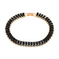 Simulated Black Diamond Tennis Bracelet in Goldtone (7.00 In) 31.50 ctw - Sticky add to cart bar
