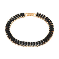 Simulated Black Diamond Tennis Bracelet in Goldtone (7.00 In) 31.50 ctw