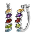 Multi Gemstone Hoop Earrings in Stainless Steel 2.50 ctw - Sticky add to cart bar