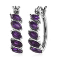 African Amethyst Hoop Earrings in Stainless Steel 2.00 ctw - Sticky add to cart bar