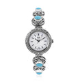 Doorbuster BALI LEGACY EON 1962 American Natural Sleeping Beauty Turquoise Swiss Movement Bracelet Watch in Sterling Silver (7.0-8.0Inches) (26mm) (36 g) 3.70 ctw - Sticky add to cart bar