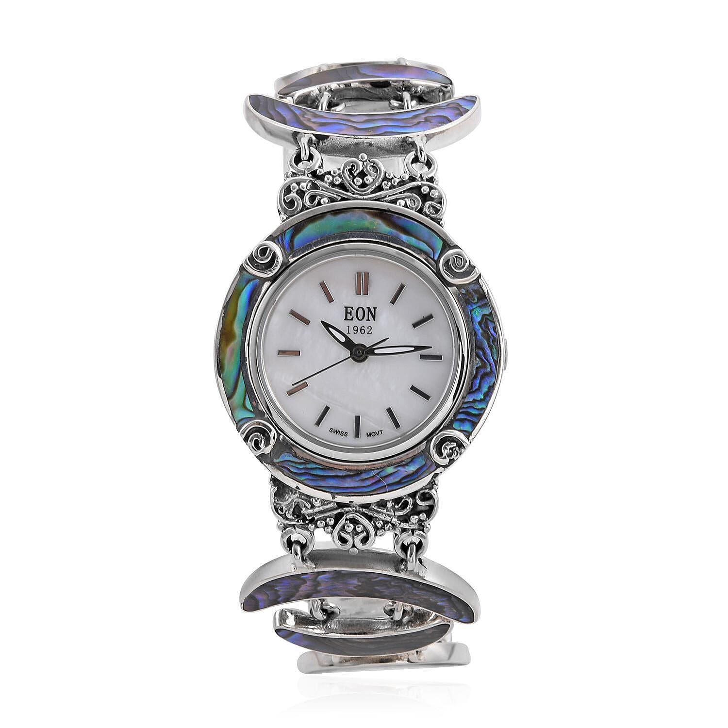 EON 1962 Abalone Shell Swiss Movement Watch in Sterling Silver (26mm) (7.50 in) (25 g)