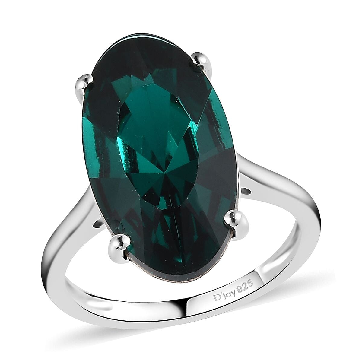 Emerald Crystal Solitaire Ring in Sterling Silver (Size 10.0) 5.25 ctw