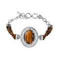 Karis Lapis Lazuli Toggle Clasp Bracelet in Platinum Bond & Stainless Steel (6.50 In) 26.65 ctw - Sticky add to cart bar