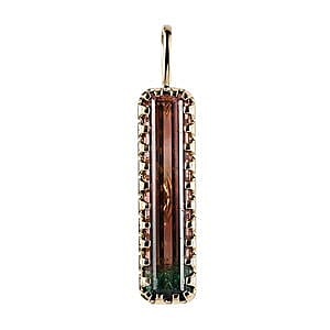 Luxoro 10K Yellow Gold Premium Watermelon Tourmaline Pendant 10.90 ctw