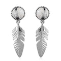 White Buffalo Feather Earrings in Platinum Over Sterling Silver 3.65 ctw - Sticky add to cart bar